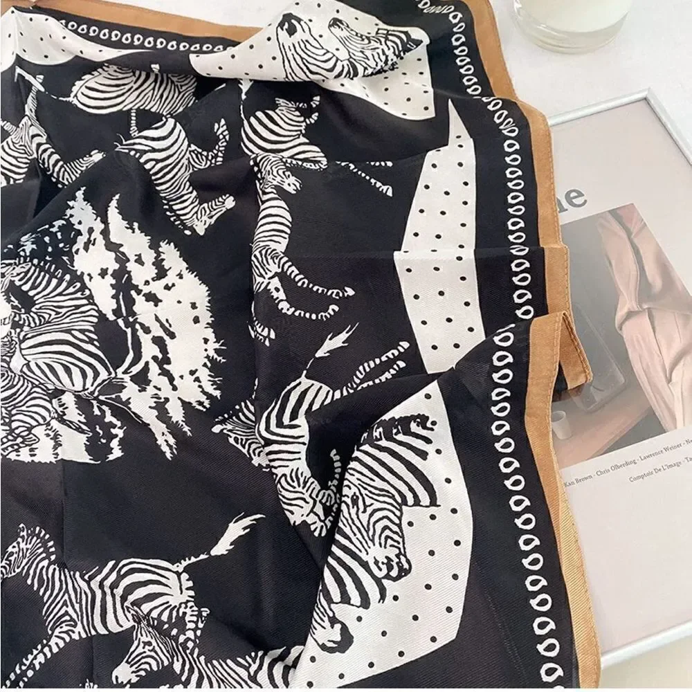 Zebra Print Silky Scarf